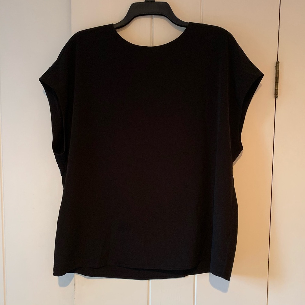 Black Express Cap Sleeve Zip Back Top